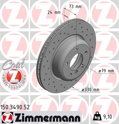 Zimmermann 150.3490.52 - Тормозной диск autospares.lv