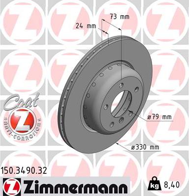 Zimmermann 150.3490.32 - Тормозной диск autospares.lv