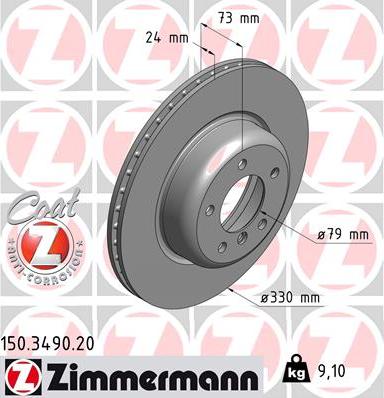 Zimmermann 150.3490.20 - Тормозной диск autospares.lv