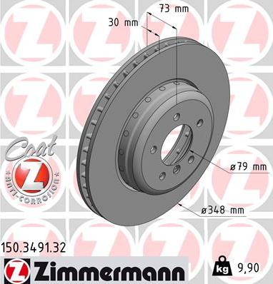 Zimmermann 150.3491.32 - Тормозной диск autospares.lv