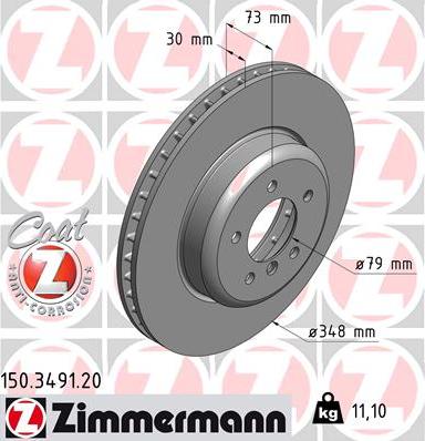 Zimmermann 150.3491.20 - Тормозной диск autospares.lv