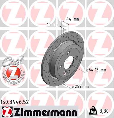 Zimmermann 150.3446.52 - Тормозной диск autospares.lv