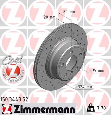 Zimmermann 150.3443.52 - Тормозной диск autospares.lv