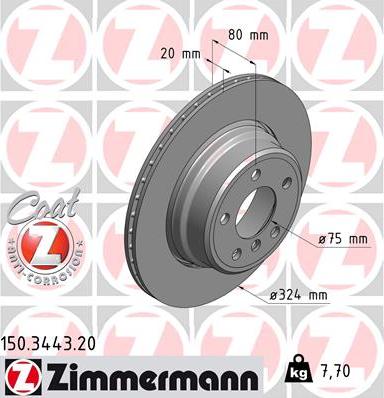 Zimmermann 150.3443.20 - Тормозной диск autospares.lv
