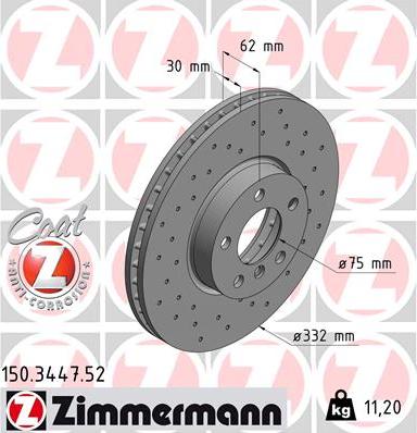 Zimmermann 150.3447.52 - Тормозной диск autospares.lv