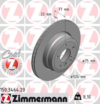 Zimmermann 150.3464.20 - Тормозной диск autospares.lv