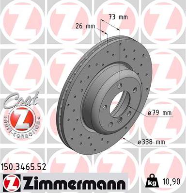 Zimmermann 150.3465.52 - Тормозной диск autospares.lv