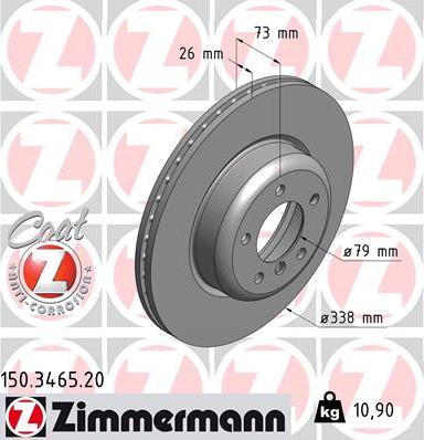 Zimmermann 150.3465.20 - Тормозной диск autospares.lv