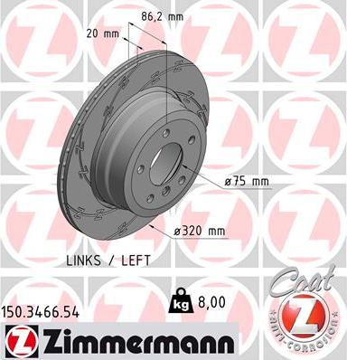 Zimmermann 150.3466.54 - Тормозной диск autospares.lv