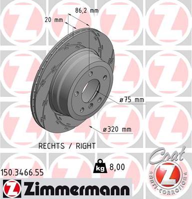 Zimmermann 150.3466.55 - Тормозной диск autospares.lv