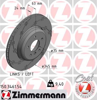 Zimmermann 150.3461.54 - Тормозной диск autospares.lv
