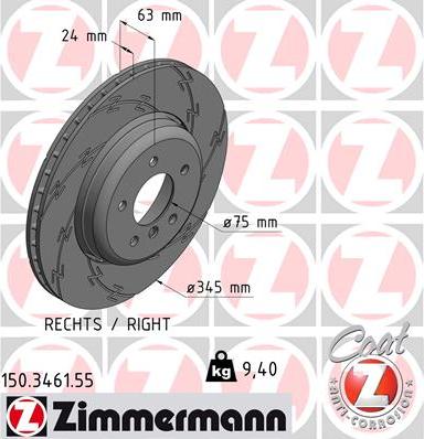 Zimmermann 150.3461.55 - Тормозной диск autospares.lv