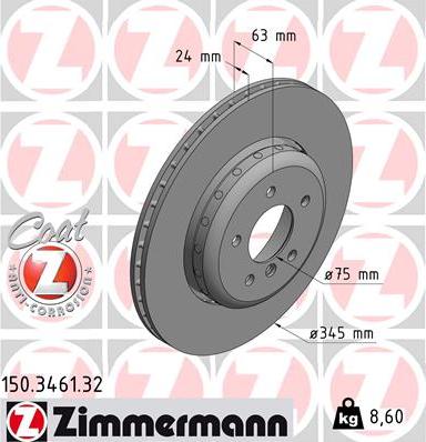 Zimmermann 150.3461.32 - Тормозной диск autospares.lv