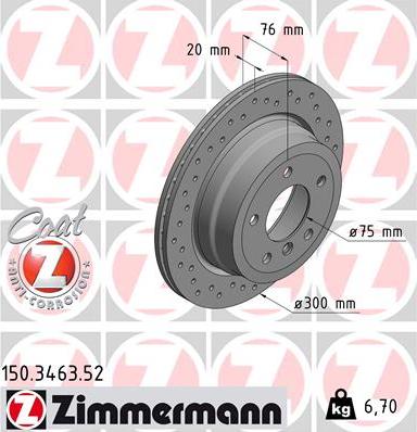 Zimmermann 150.3463.52 - Тормозной диск autospares.lv