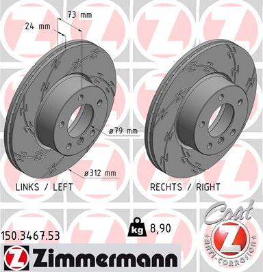 Zimmermann 150.3467.53 - Тормозной диск autospares.lv