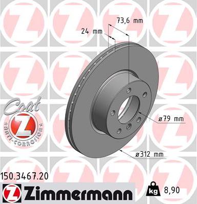 Zimmermann 150.3467.20 - Тормозной диск autospares.lv