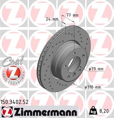 Zimmermann 150.3402.52 - Тормозной диск autospares.lv