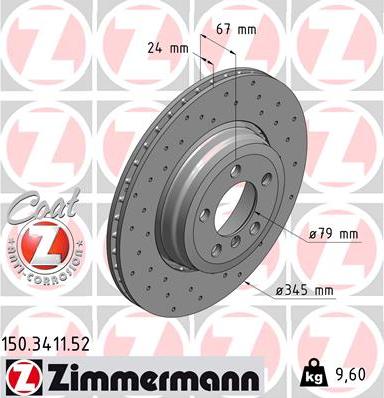 Zimmermann 150.3411.52 - Тормозной диск autospares.lv