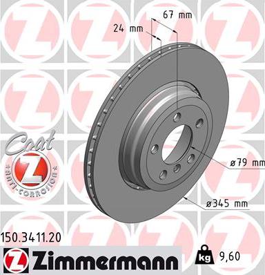Zimmermann 150.3411.20 - Тормозной диск autospares.lv