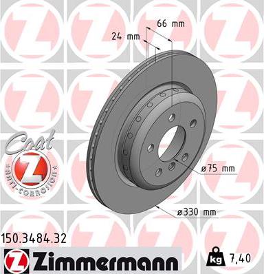 Zimmermann 150.3484.32 - Тормозной диск autospares.lv