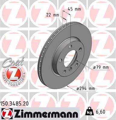Zimmermann 150.3485.20 - Тормозной диск autospares.lv