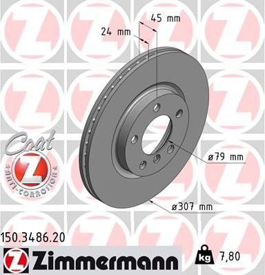 Zimmermann 150.3486.20 - Тормозной диск autospares.lv
