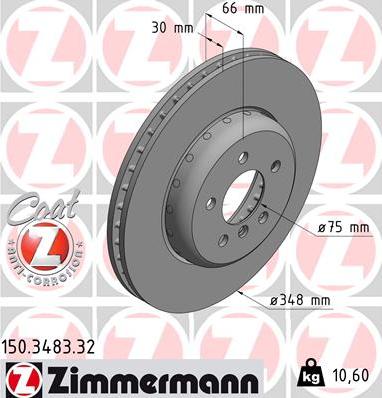 Zimmermann 150.3483.32 - Тормозной диск autospares.lv