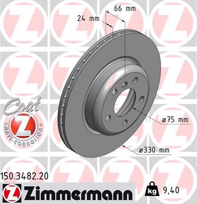 Zimmermann 150.3482.20 - Тормозной диск autospares.lv