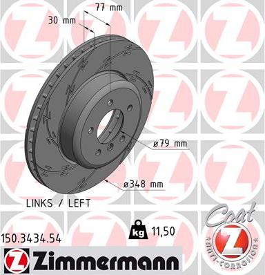 Zimmermann 150.3434.54 - Тормозной диск autospares.lv