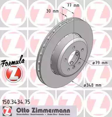 Zimmermann 150.3434.75 - Тормозной диск autospares.lv