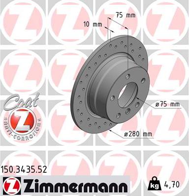 Zimmermann 150.3435.52 - Тормозной диск autospares.lv