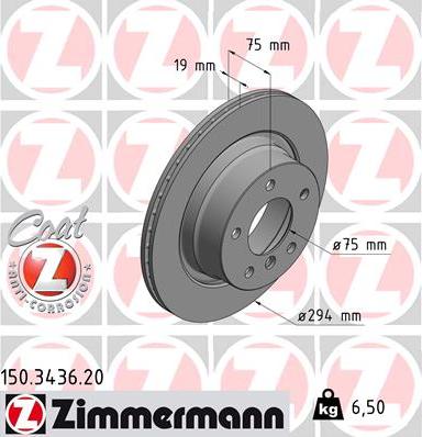 Zimmermann 150.3436.20 - Тормозной диск autospares.lv