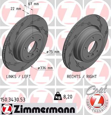 Zimmermann 150.3430.53 - Тормозной диск autospares.lv