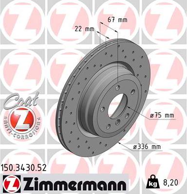 Zimmermann 150.3430.52 - Тормозной диск autospares.lv