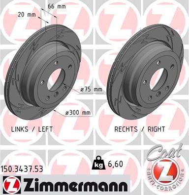 Zimmermann 150.3437.53 - Тормозной диск autospares.lv