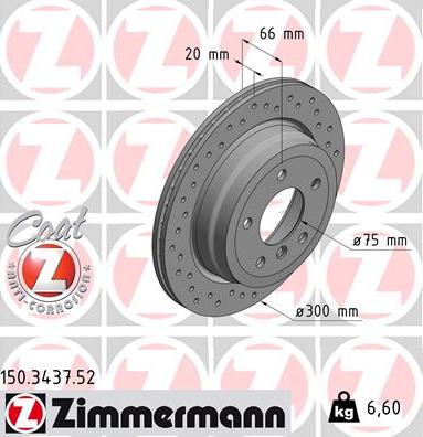 Zimmermann 150.3437.52 - Тормозной диск autospares.lv