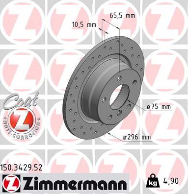 Zimmermann 150.3429.52 - Тормозной диск autospares.lv