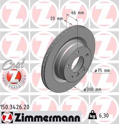 Zimmermann 150.3426.20 - Тормозной диск autospares.lv