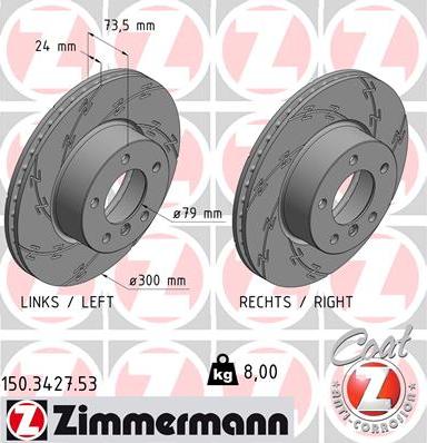 Zimmermann 150.3427.53 - Тормозной диск autospares.lv