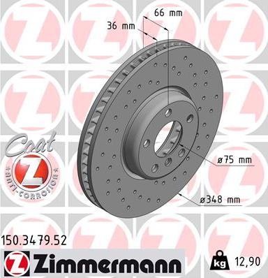 Zimmermann 150.3479.52 - Тормозной диск autospares.lv
