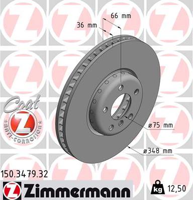Zimmermann 150.3479.32 - Тормозной диск autospares.lv