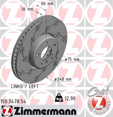 Zimmermann 150.3478.54 - Тормозной диск autospares.lv