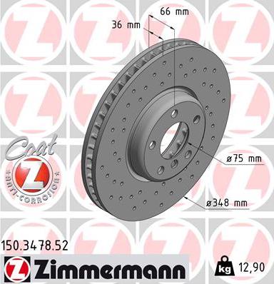 Zimmermann 150.3478.52 - Тормозной диск autospares.lv