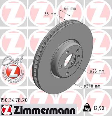 Zimmermann 150.3478.20 - Тормозной диск autospares.lv