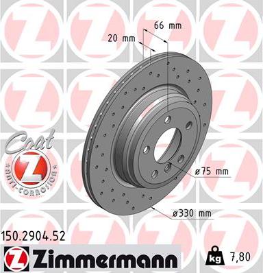 Zimmermann 150.2904.52 - Тормозной диск autospares.lv