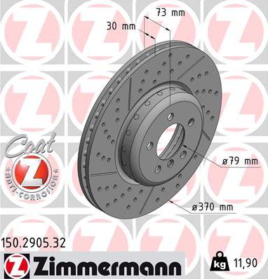 Zimmermann 150.2905.32 - Тормозной диск autospares.lv