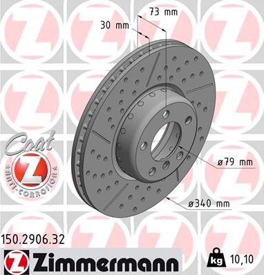 Zimmermann 150.2906.32 - Тормозной диск autospares.lv