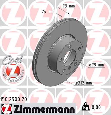 Zimmermann 150.2900.20 - Тормозной диск autospares.lv