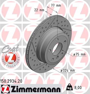 Zimmermann 150.2934.20 - Тормозной диск autospares.lv