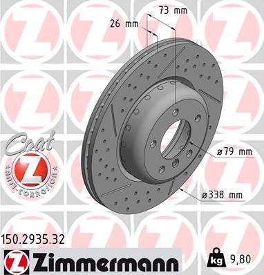 Zimmermann 150.2935.32 - Тормозной диск autospares.lv